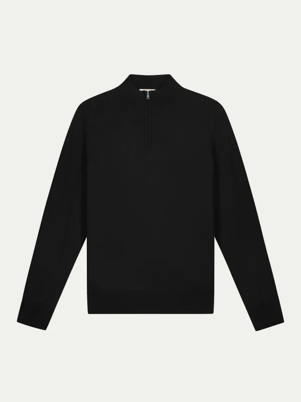 Extrafine Merino Zipper Sweater Black made by Aurelien