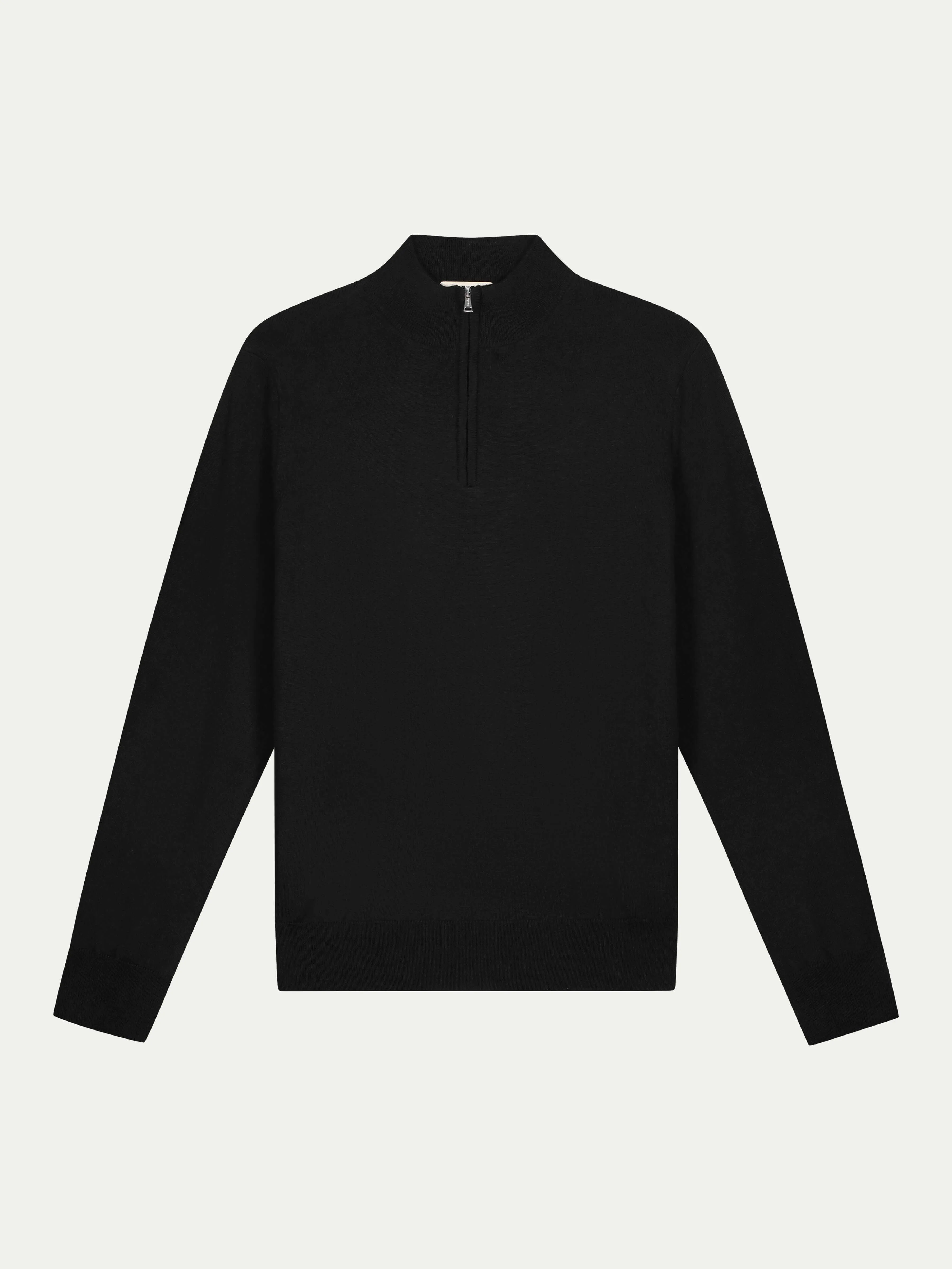 Extrafine Merino Zipper Sweater Black sold by Aurelien
