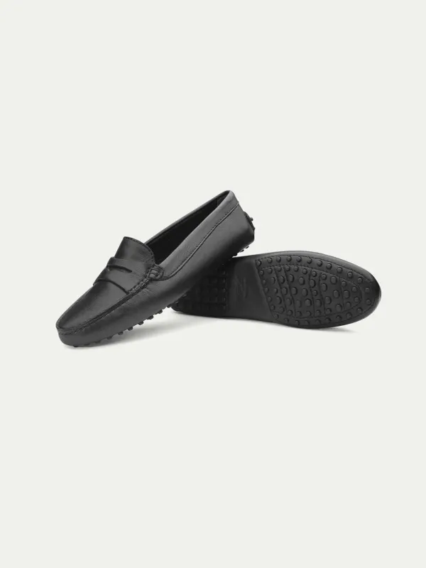 Black Leather Driving Shoes made by Aurelien