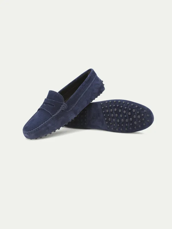 Navy Suede Driving Shoes made by Aurelien