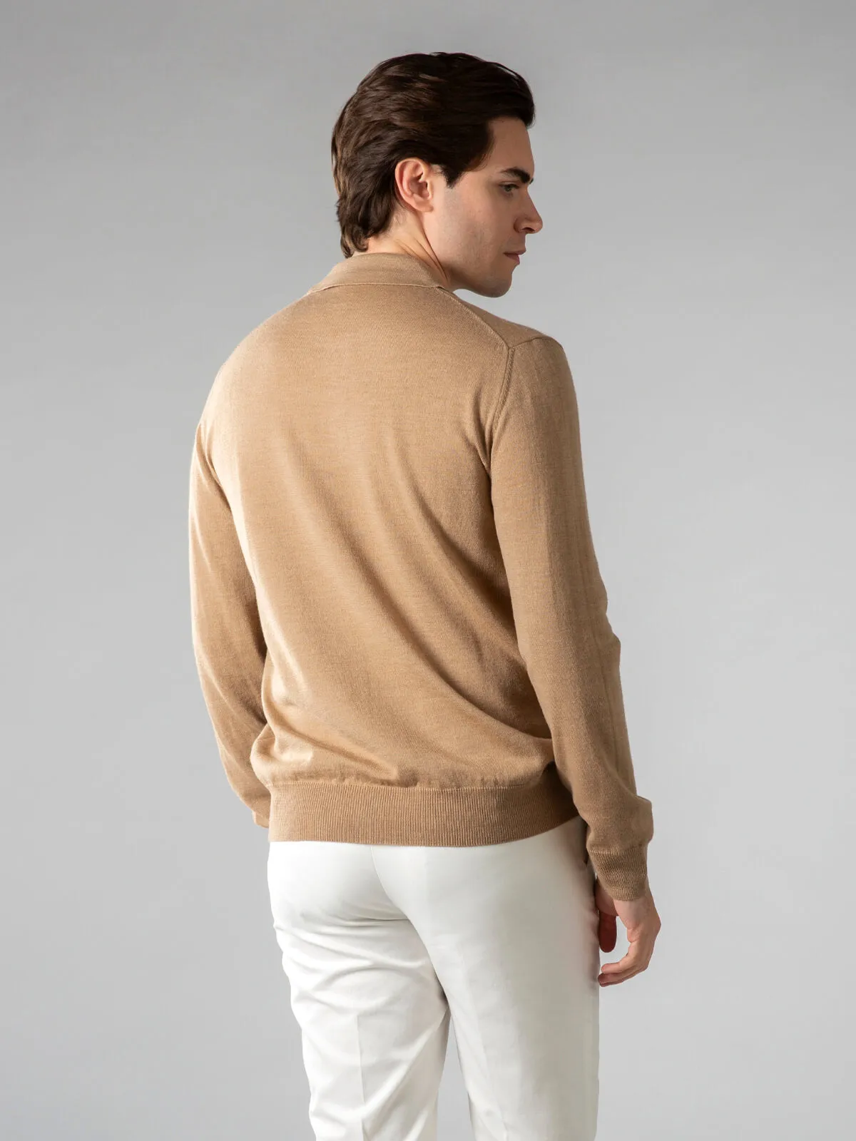 Extrafine Merino Polo Beige sold by Aurelien product image thumbnail 3