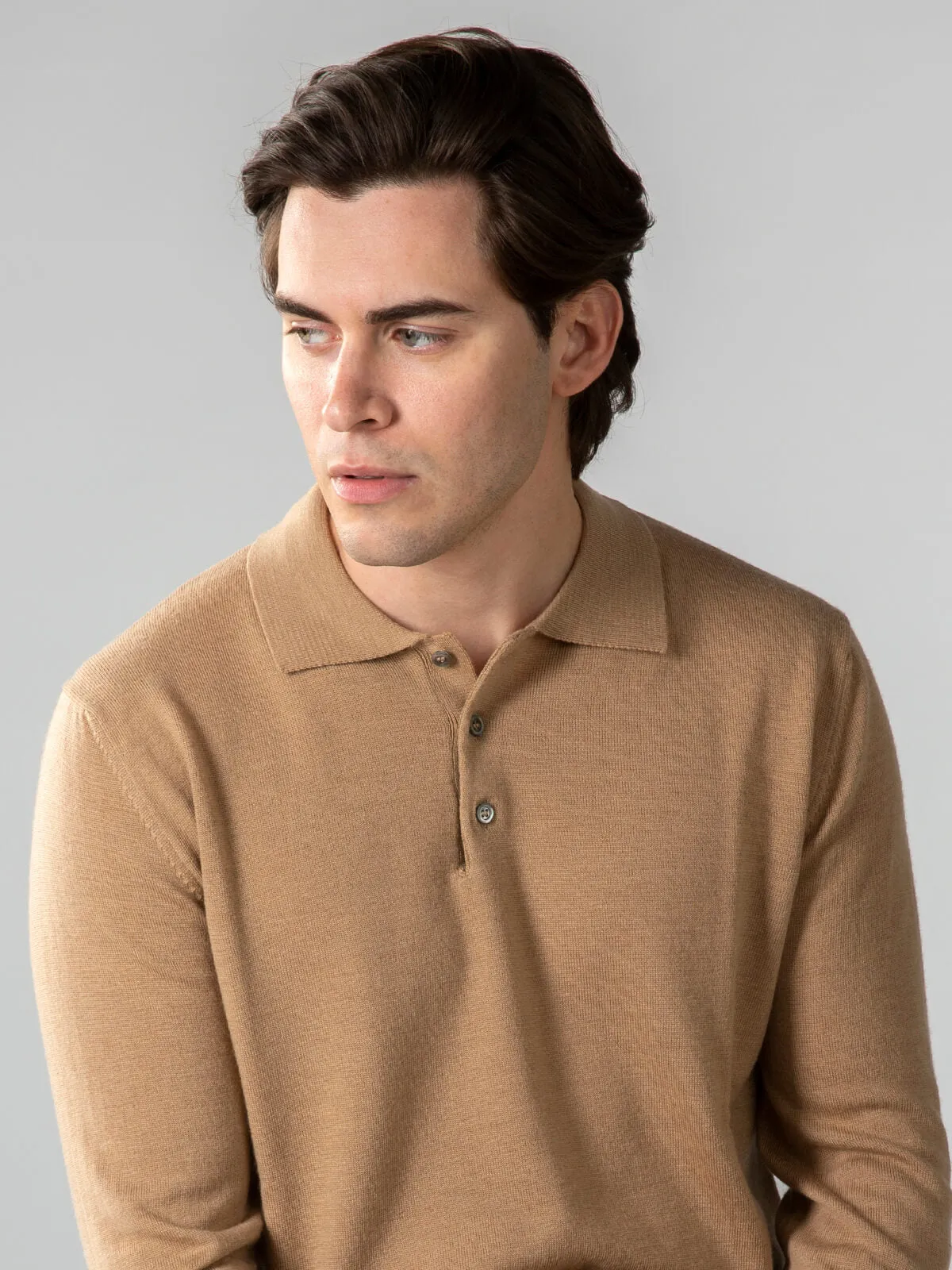 Extrafine Merino Polo Beige sold by Aurelien product image thumbnail 4