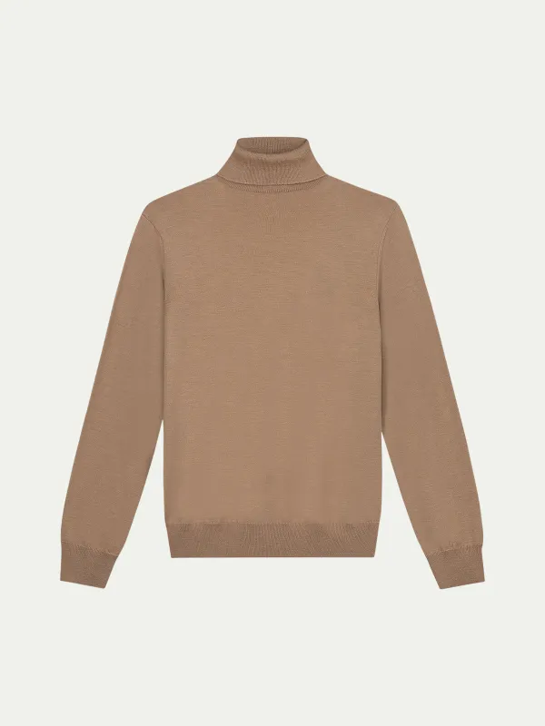Extrafine Merino Rollneck Beige made by Aurelien