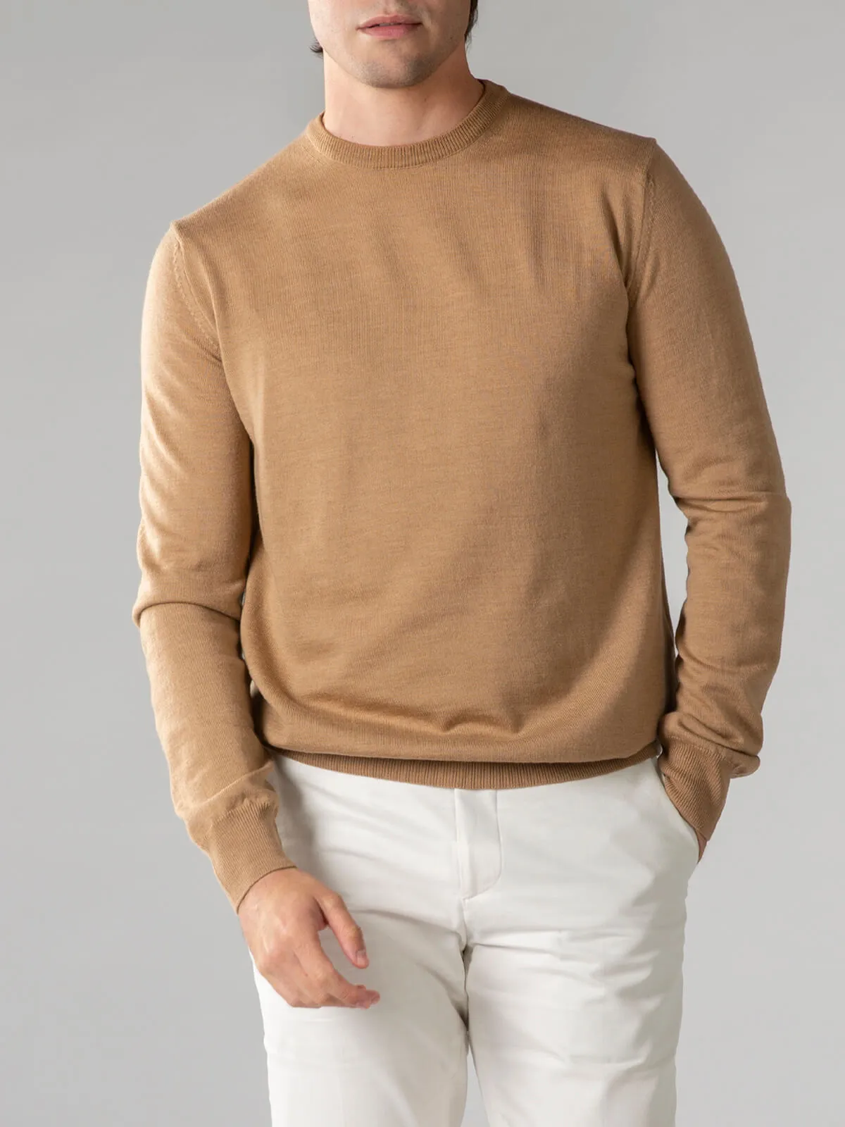 Extrafine Merino Crew Neck Sweater Beige sold by Aurelien product image thumbnail 4