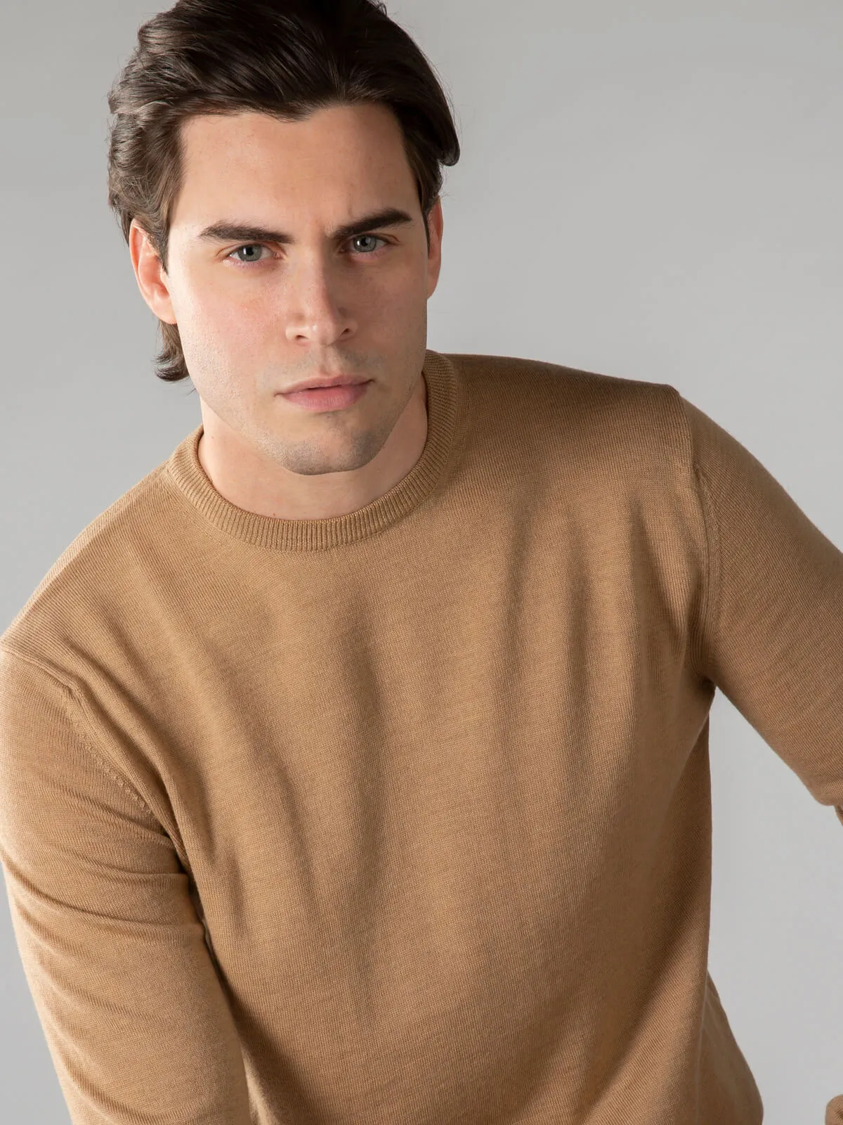 Extrafine Merino Crew Neck Sweater Beige sold by Aurelien product image thumbnail 3