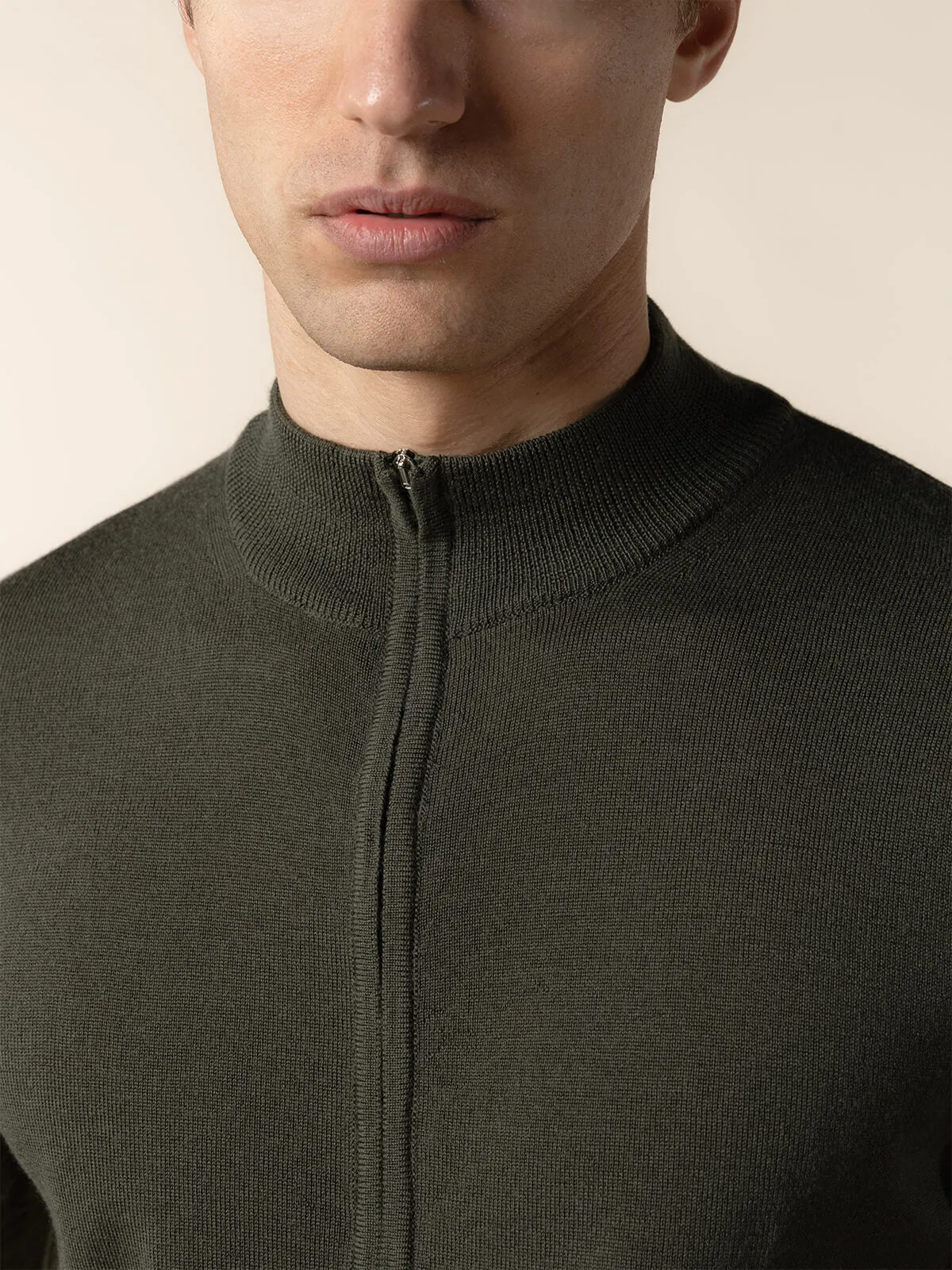 Extrafine Merino Zipper Vest Olive sold by Aurelien product image thumbnail 4