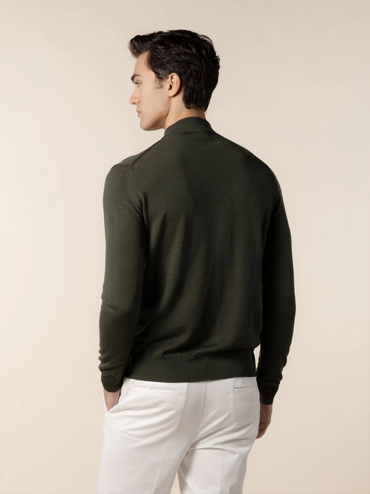 Extrafine Merino Zipper Vest Olive sold by Aurelien product image thumbnail 5