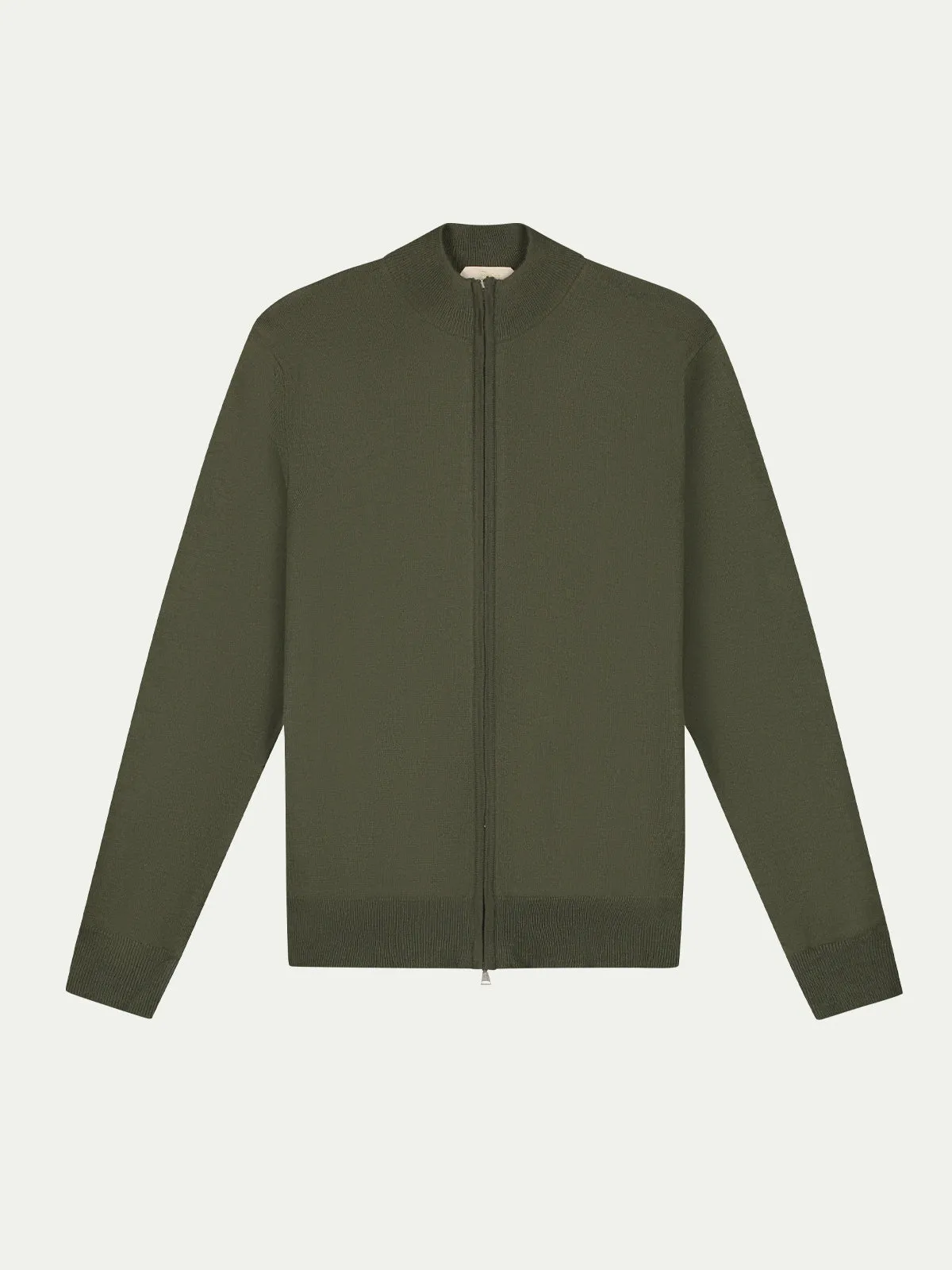 Extrafine Merino Zipper Vest Olive sold by Aurelien