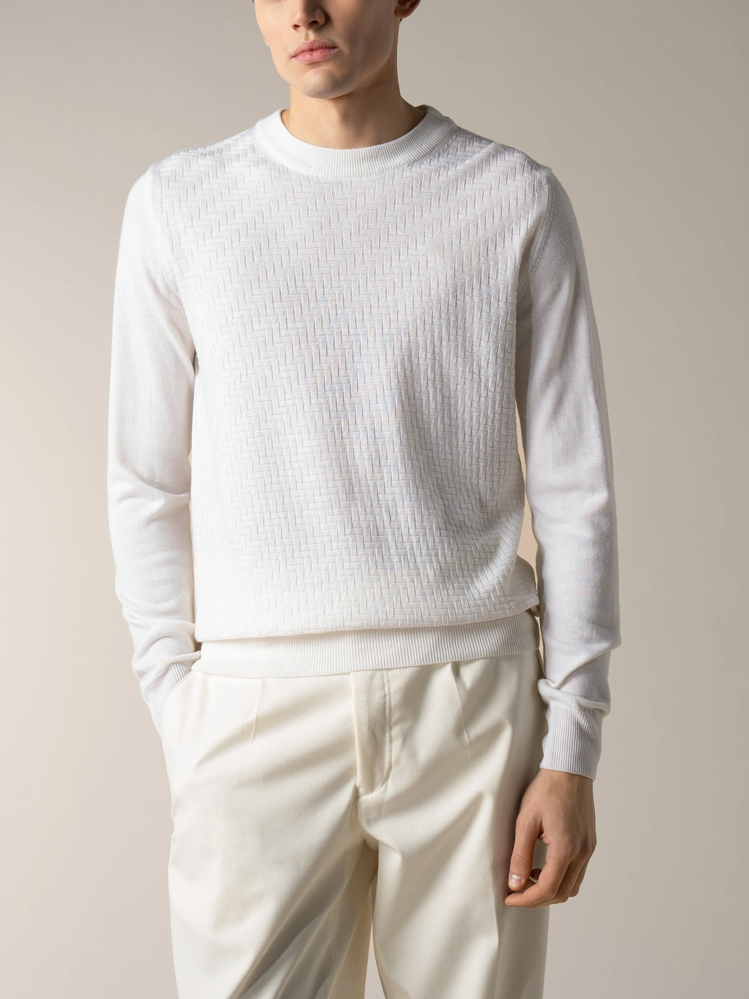Ivory City Crew Basket Weave sold by Aurelien product image thumbnail 2