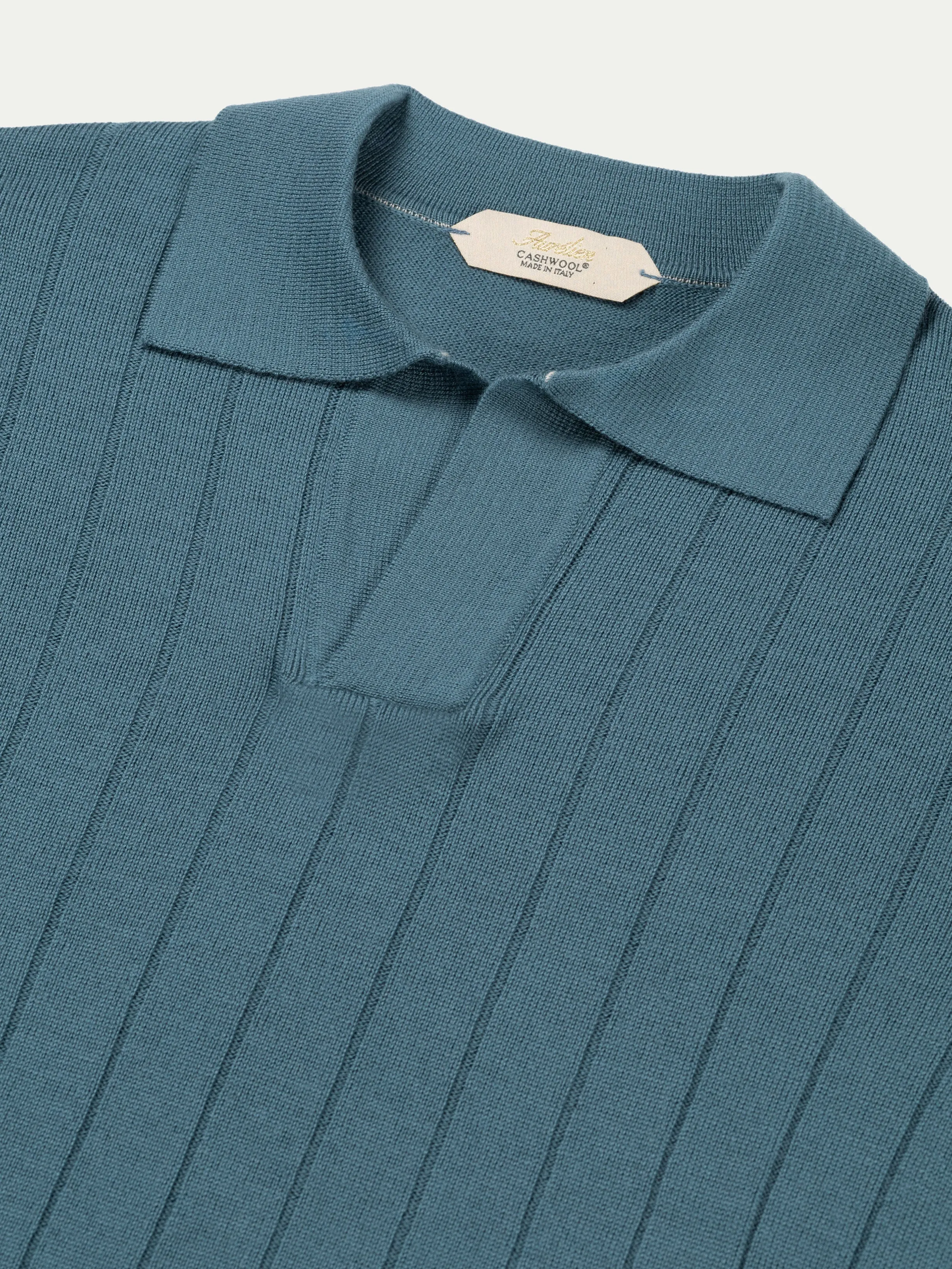 Shortsleeve Buttonless Ribbed Polo Sea Green sold by Aurelien product image thumbnail 3