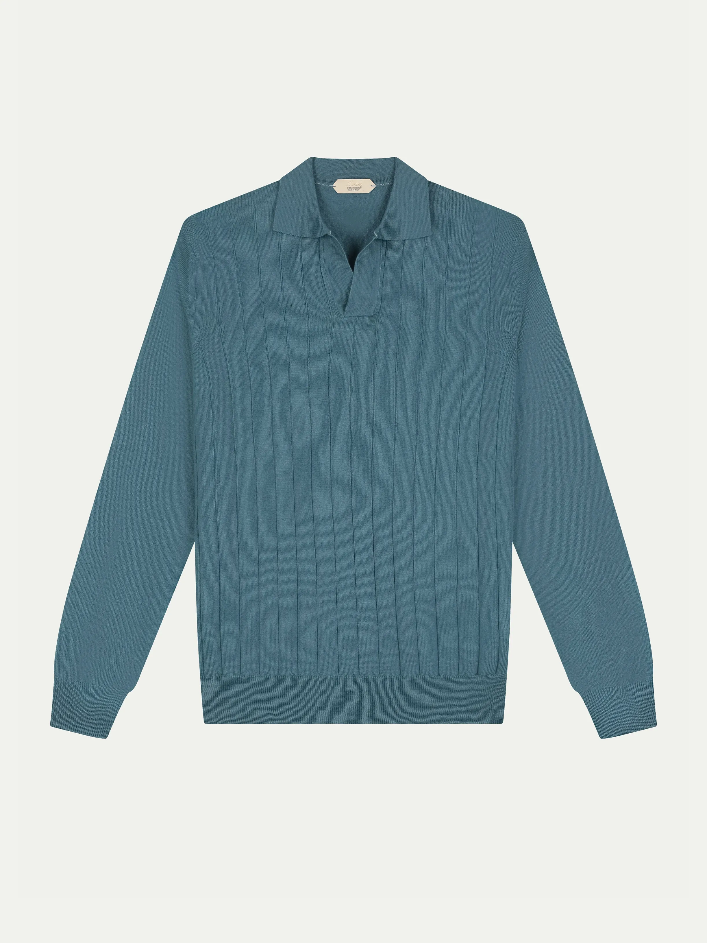 Shortsleeve Buttonless Ribbed Polo Sea Green sold by Aurelien