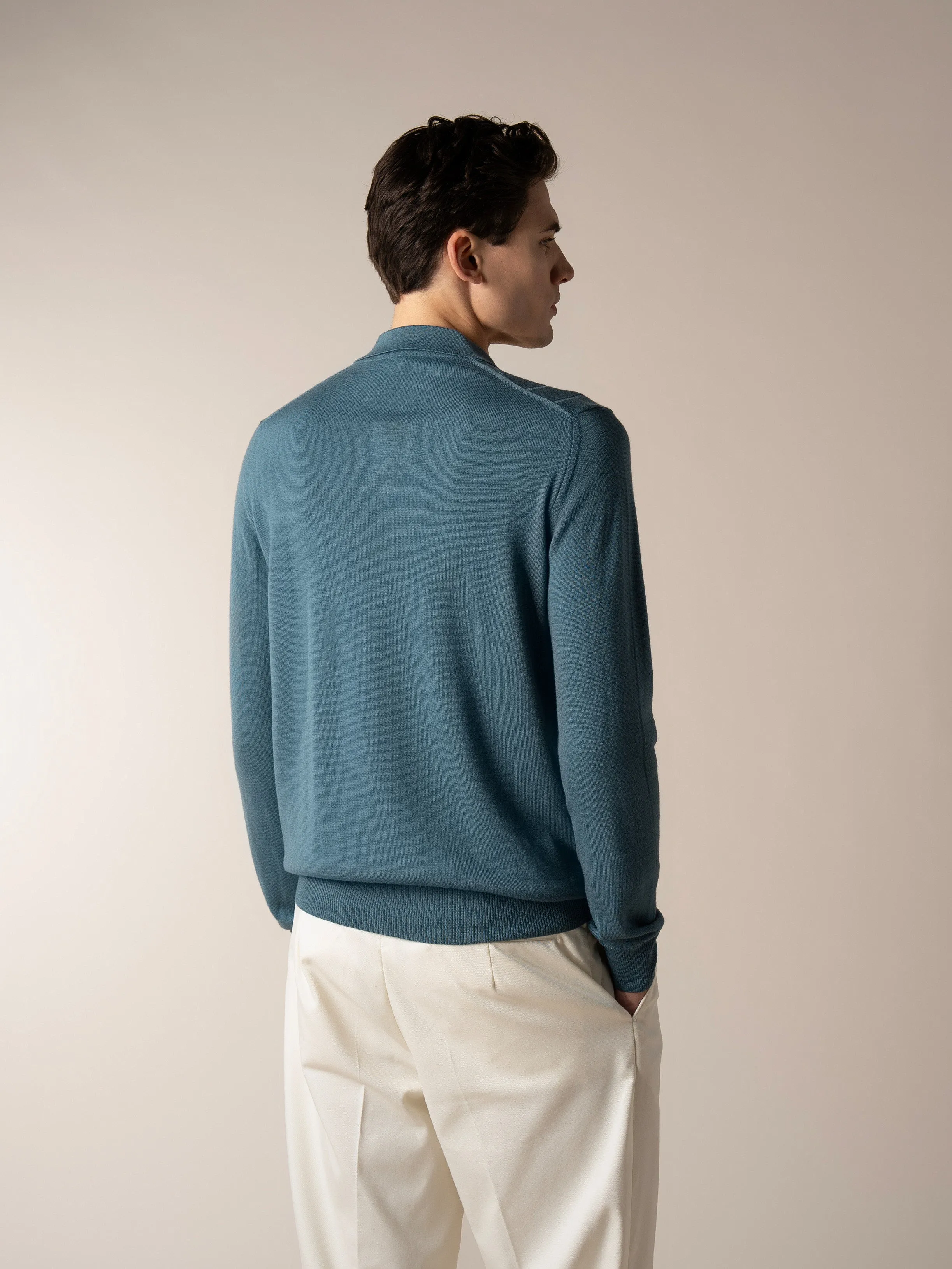 Shortsleeve Buttonless Ribbed Polo Sea Green sold by Aurelien product image thumbnail 5