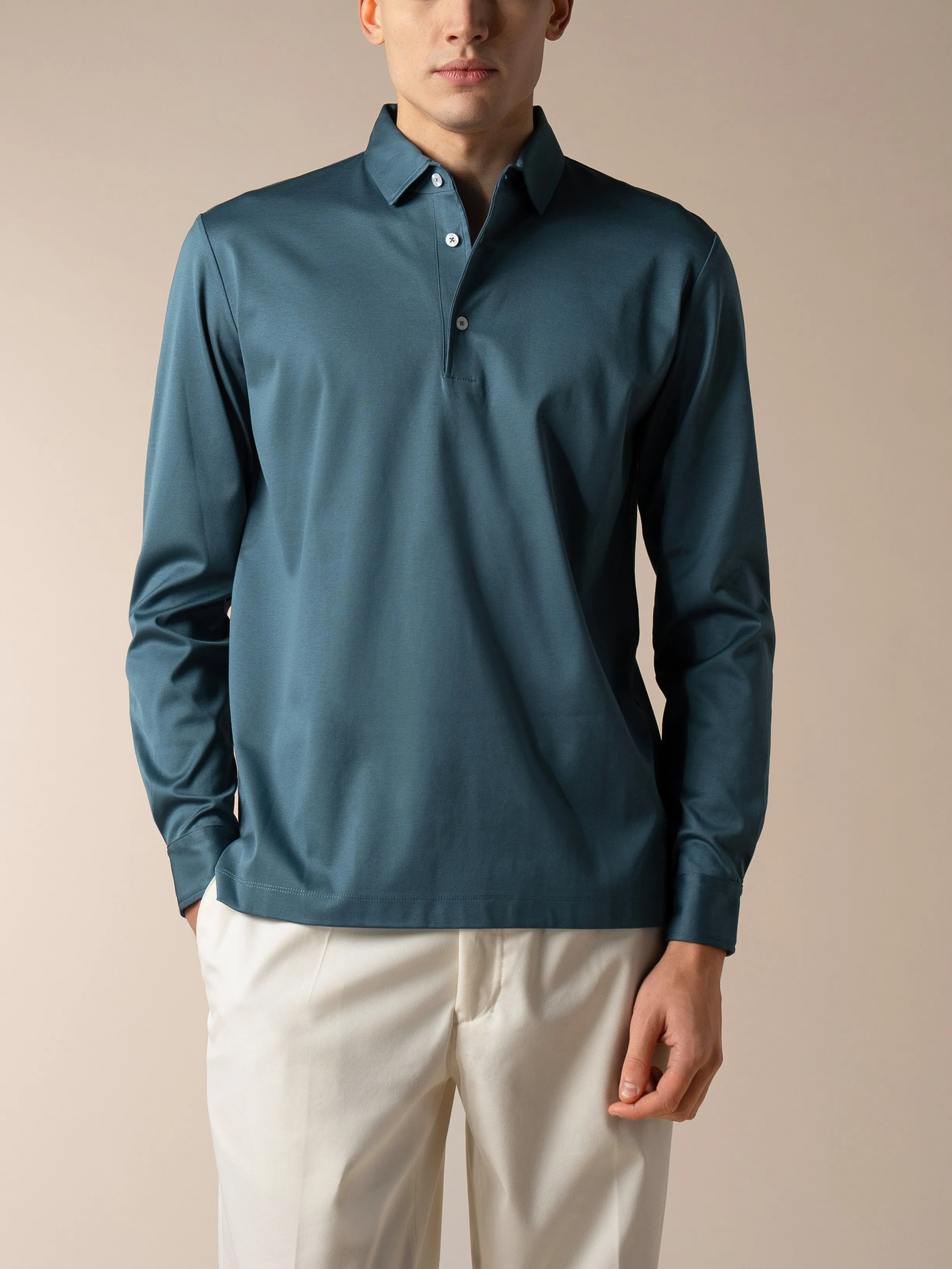 AUR1 Longsleeve Polo Sea Green sold by Aurelien product image thumbnail 2