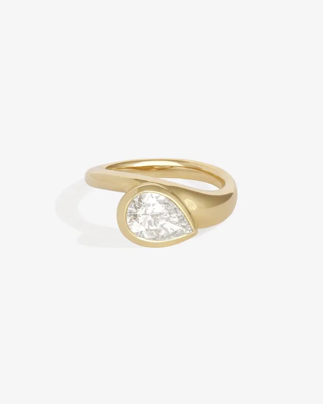 Grace Wide Pear Diamond Solid Gold made by Temple of the Sun