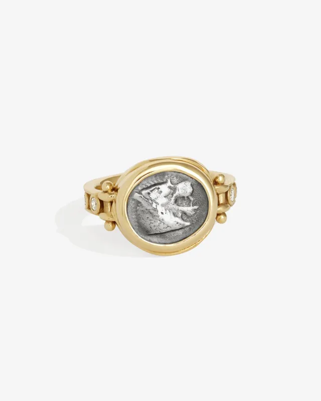 Atticus Intaglio Ring Wolf Solid Gold sold by Temple of the Sun