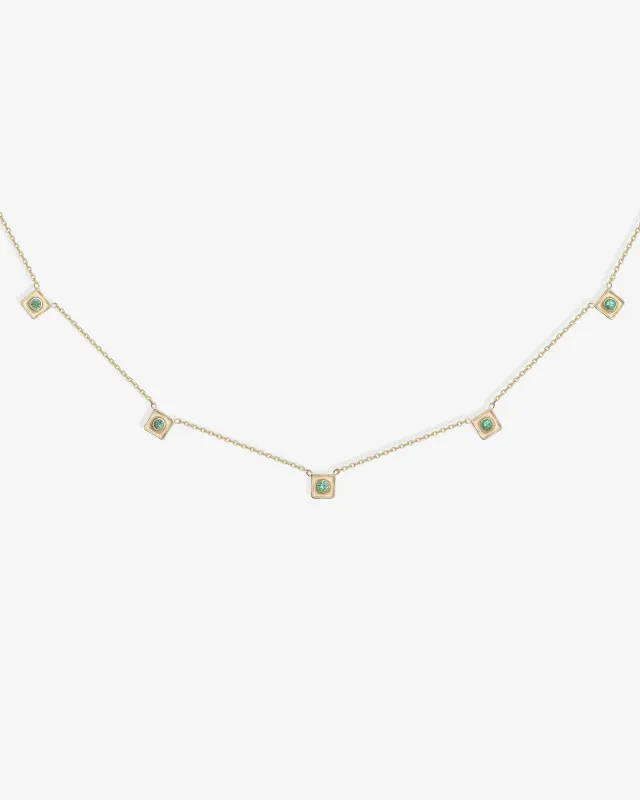 Florence Station Necklace Emerald Solid Gold sold by Temple of the Sun