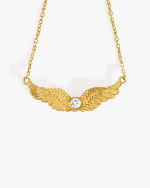 Winged Necklace Diamond Solid Gold sold by Temple of the Sun