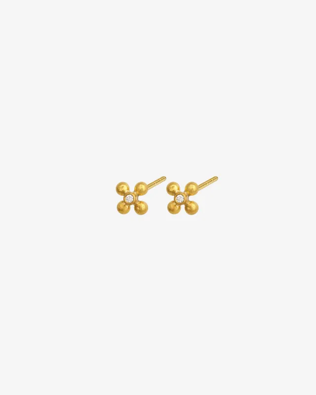 Ayana Flower Studs Diamond Solid Gold sold by Temple of the Sun