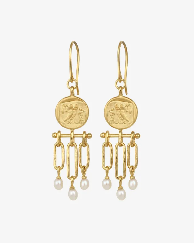 Palas Chandelier Earrings Gold Vermeil sold by Temple of the Sun