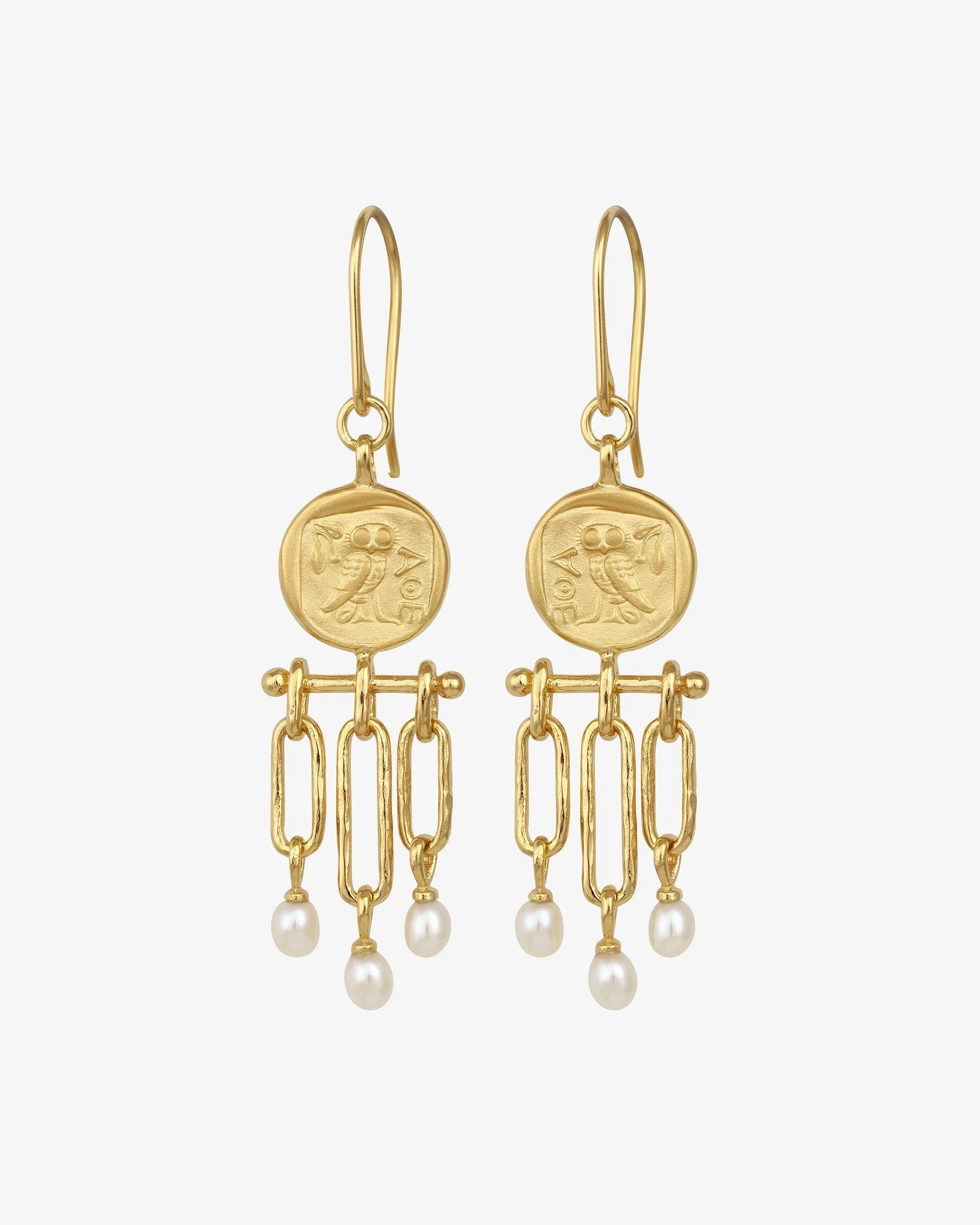 Palas Chandelier Earrings Gold Vermeil sold by Temple of the Sun