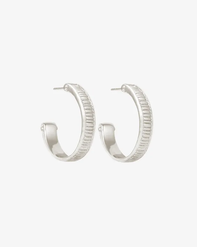 Arete Hoops Silver sold by Temple of the Sun