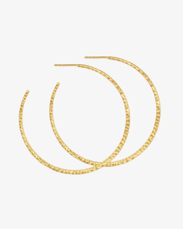 Simple Hoop Earrings Hammered Gold Vermeil sold by Temple of the Sun