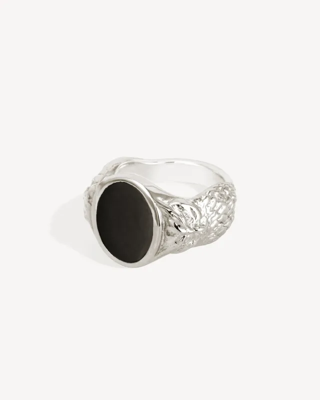 Palas Onyx Ring Silver sold by Temple of the Sun