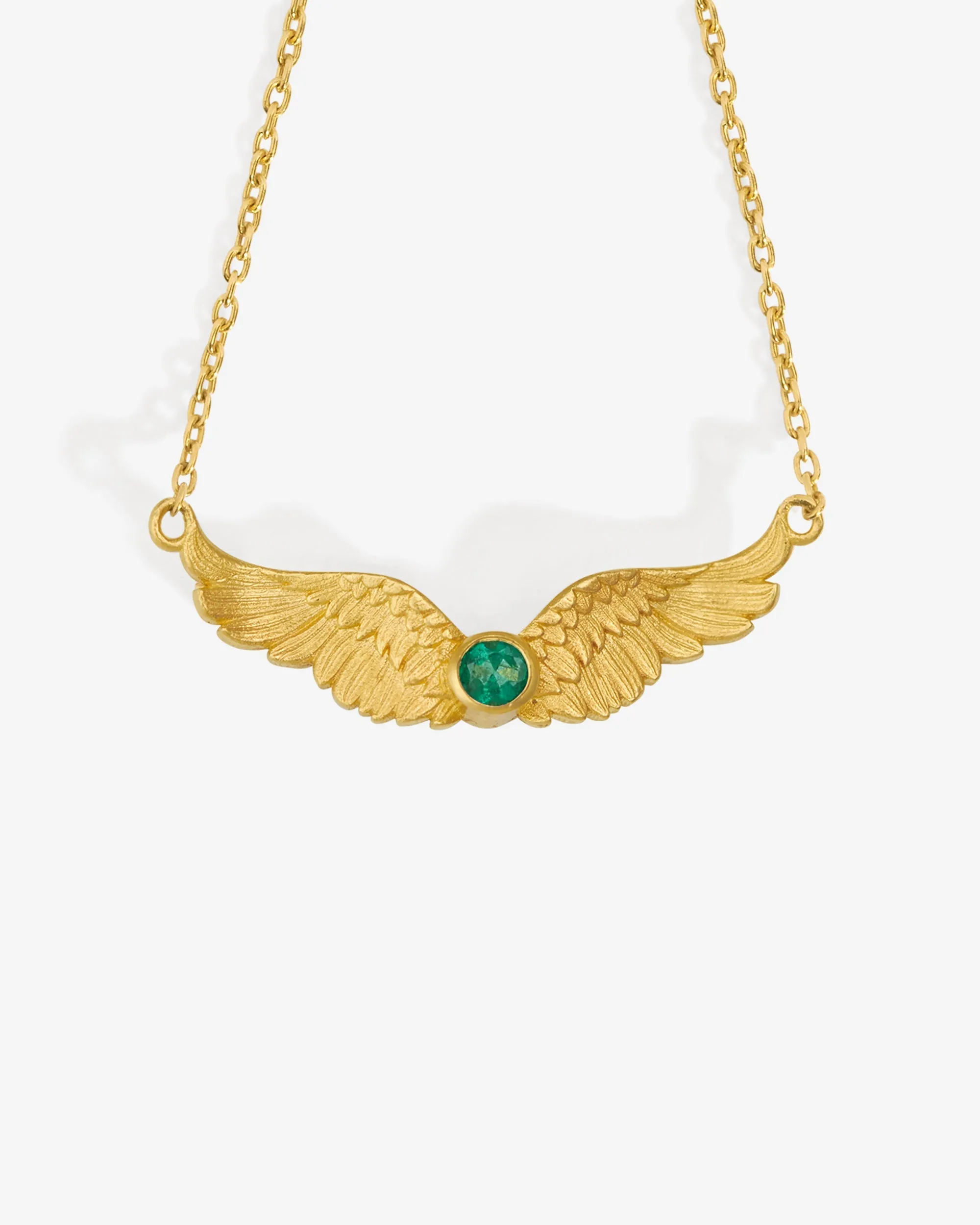 Winged Necklace Emerald Solid Gold sold by Temple of the Sun