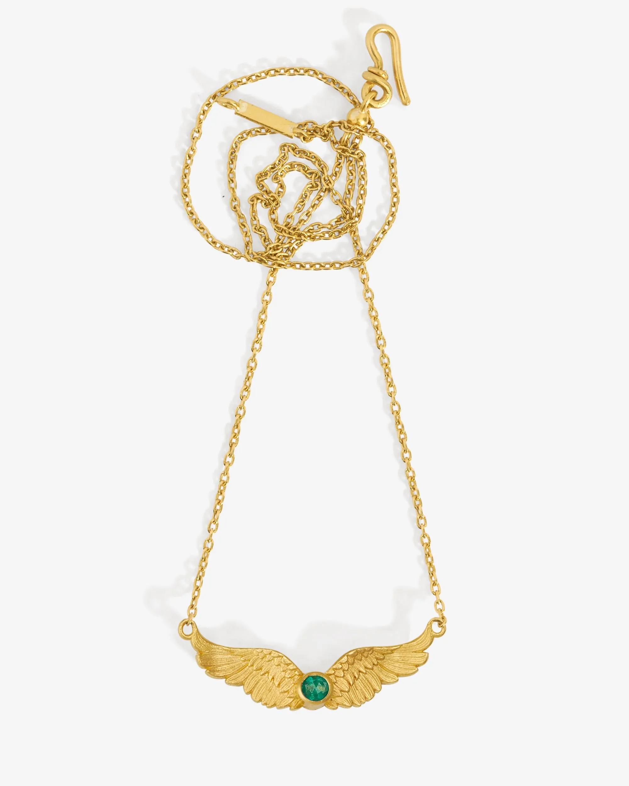 Winged Necklace Emerald Solid Gold sold by Temple of the Sun product image thumbnail 2