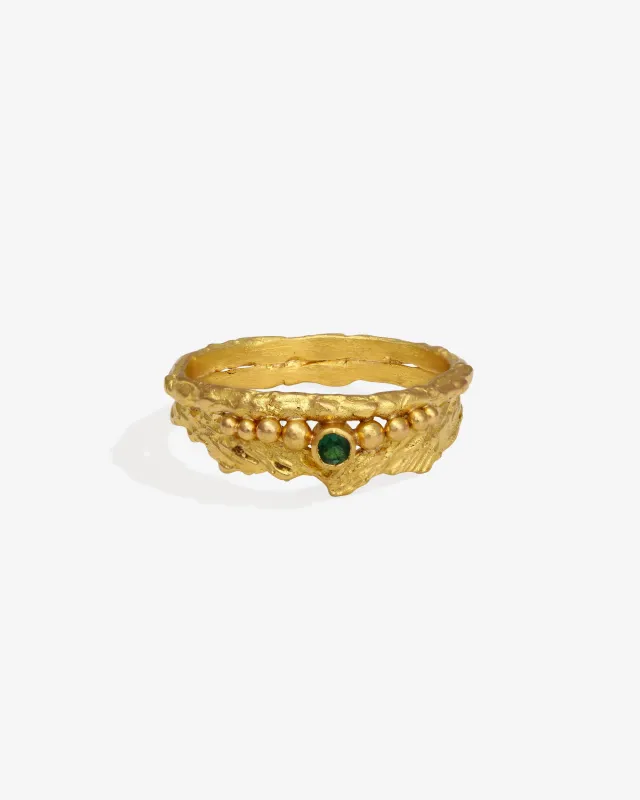 Verbena Ring Emerald Solid Gold sold by Temple of the Sun