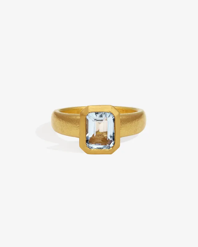 Neptune Ring Aquamarine Solid Gold sold by Temple of the Sun