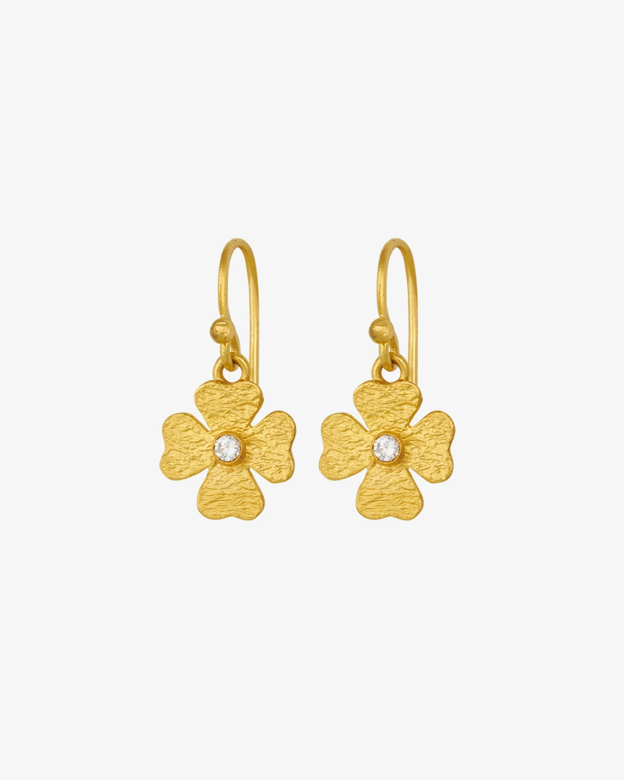 Clover Earrings Small Diamond Solid Gold sold by Temple of the Sun