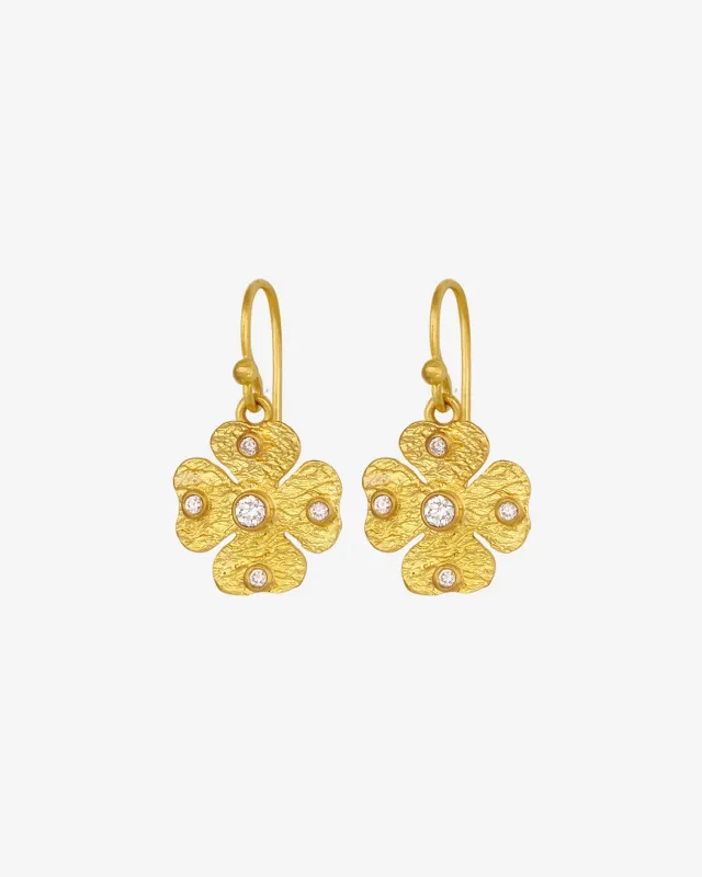Clover Earrings Diamond Solid Gold sold by Temple of the Sun