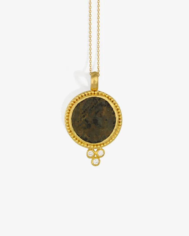 Antique Coin Necklace Diamond Solid Gold made by Heritage