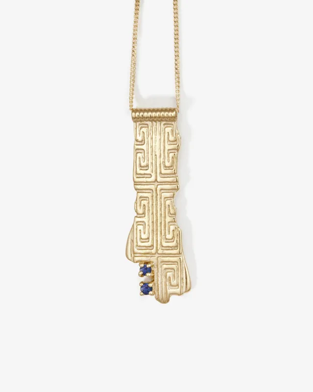 Relic X Necklace Sapphire Solid Gold sold by Temple of the Sun