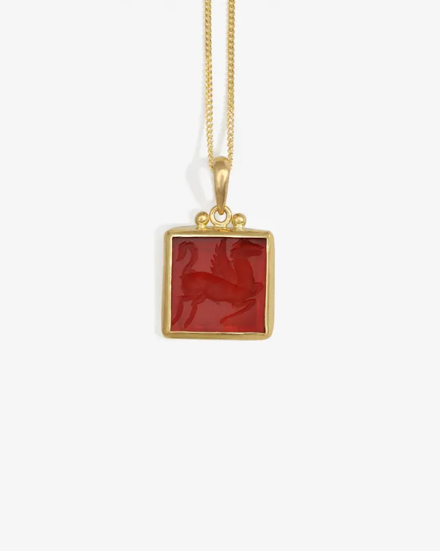 Anu Pegasus Necklace Carnelian Solid Gold sold by Temple of the Sun