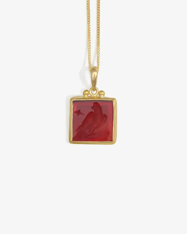 Anu Eagle Necklace Carnelian Solid Gold sold by Temple of the Sun