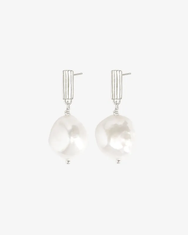 Baroque Earrings Pearl Silver sold by Temple of the Sun