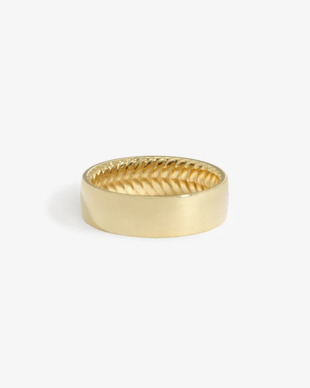 Chevron 6mm Ring Polished Solid Gold sold by Temple of the Sun