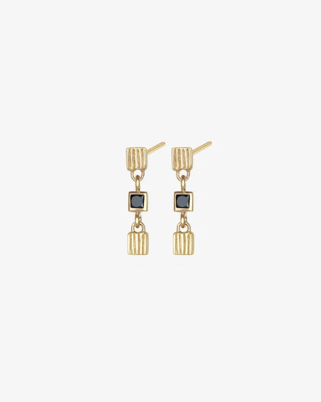 Dell Earrings Black Diamond Solid Gold made by Temple of the Sun