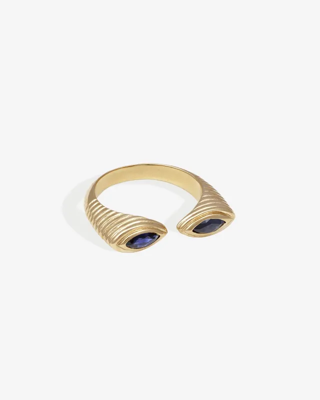 Alibi Ring Blue Sapphire Solid Gold sold by Temple of the Sun