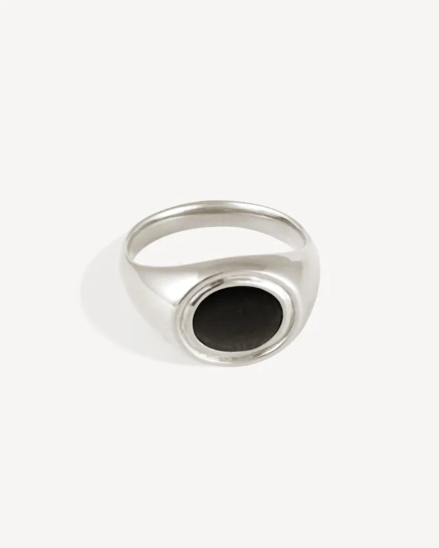 Kosmos Ring Onyx Silver sold by Temple of the Sun