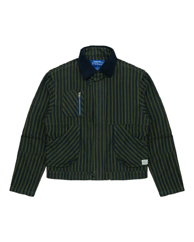 Pine Blouson Jacket: Navy/Olive Stripe sold by Paratodo Co