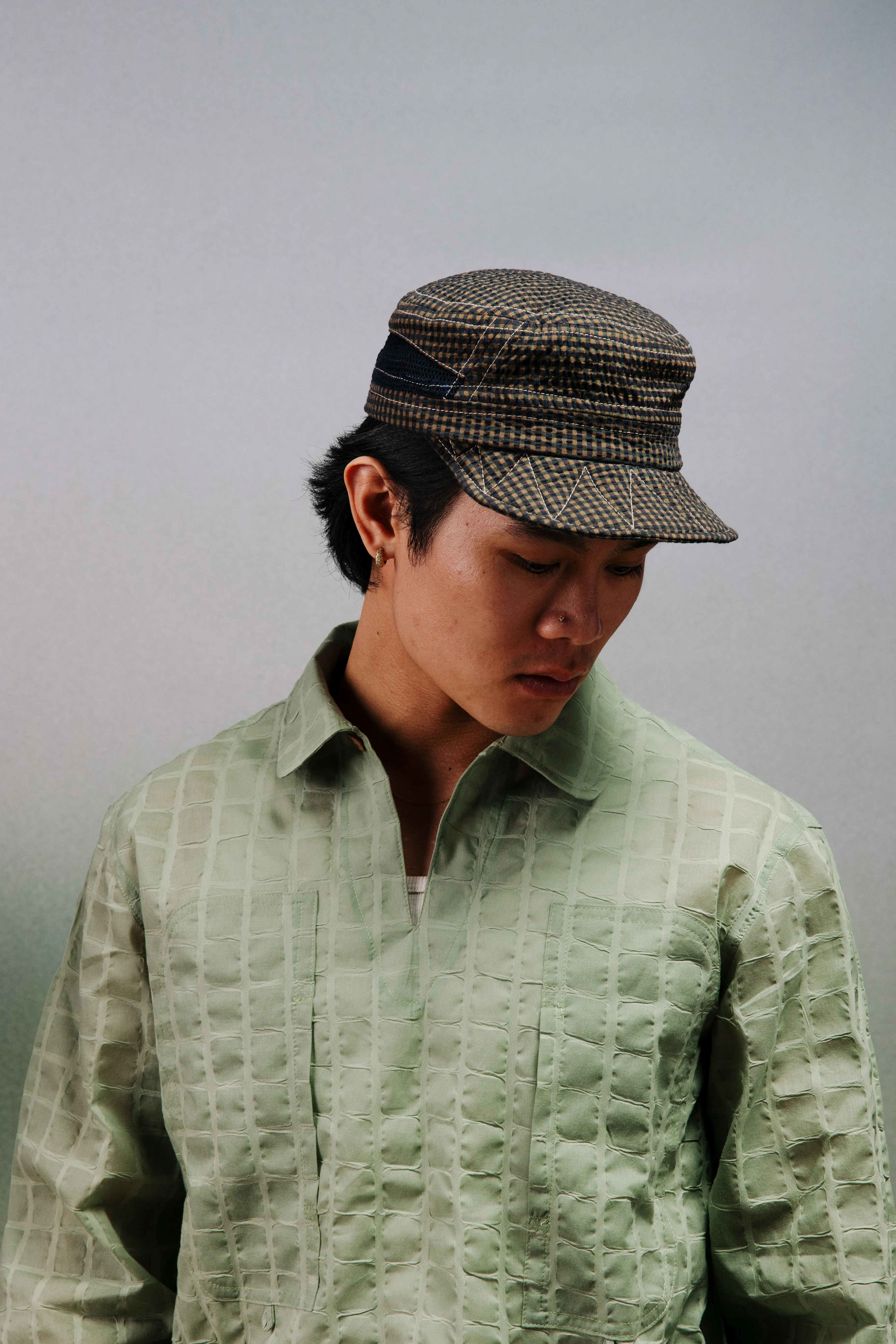 Draft Cap:Plaid Seersucker (PRE-ORDER) sold by Paratodo Co product image thumbnail 5