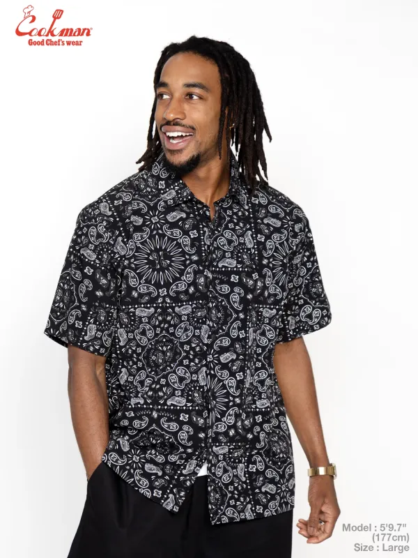 Work Shirts Short Sleeve Light -  Paisley : Black made by Cookman