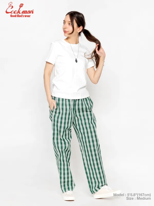 Chef Pants Semiwide -  PALAKA Check : Green made by Cookman