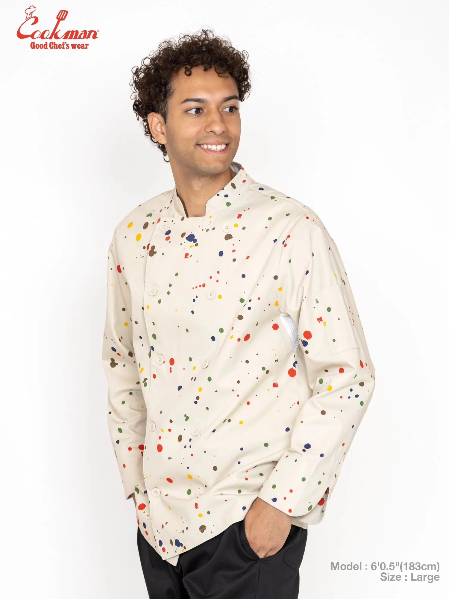 Chef Coat Long Sleeve Vented - Sauce Splash : Beige sold by Cookman product image thumbnail 3