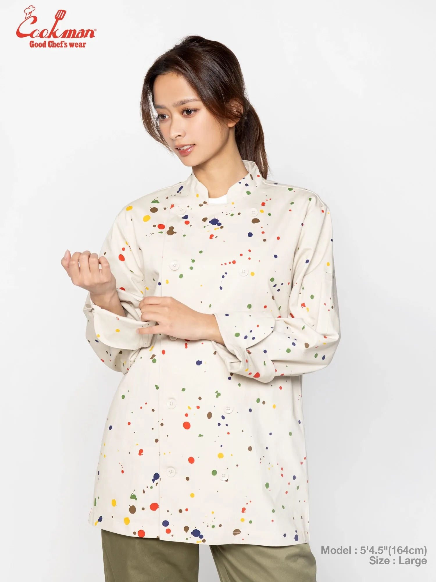 Chef Coat Long Sleeve Vented - Sauce Splash : Beige sold by Cookman