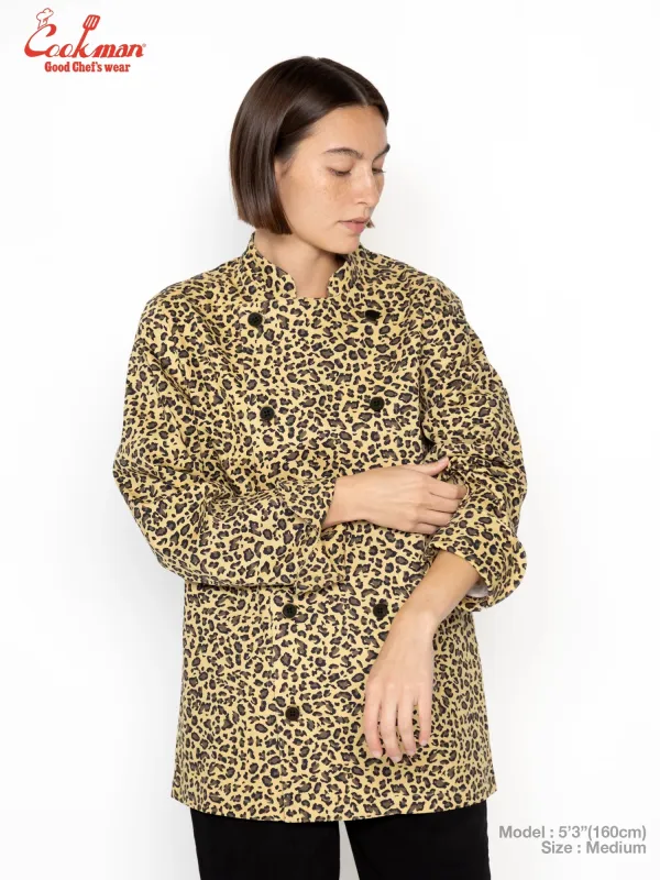 Chef Coat Long Sleeve Vented - Leopard : beige made by Cookman
