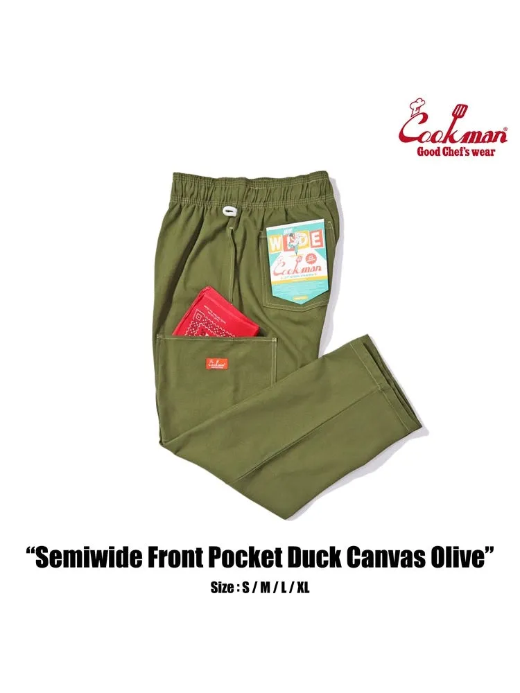 Chef Pants Semiwide - Front Pocket Duck Canvas : Olive sold by Cookman